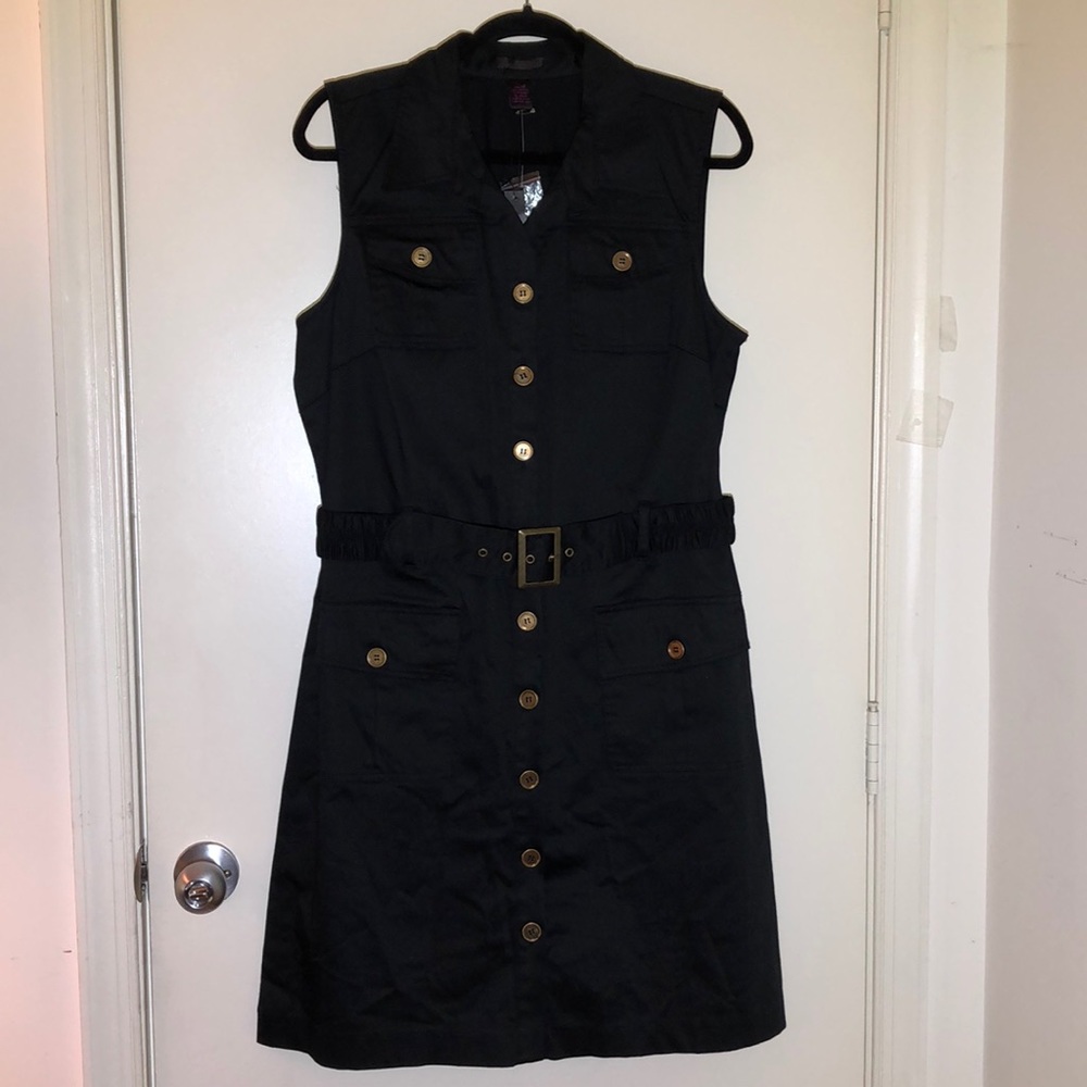 Sara Isabella 14 Slvls Shirtdress, Black Stretch